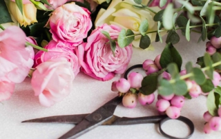 Closeup of pink focal and filler flowers, like those used by the gardener hero in the novel Last Flower by Niklas Three.