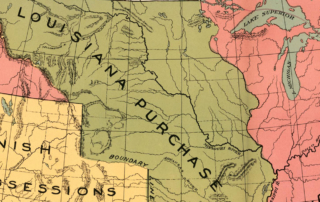 Map showing the Louisiana Purchase boundaries in 1803, when the United States doubled in size overnight.