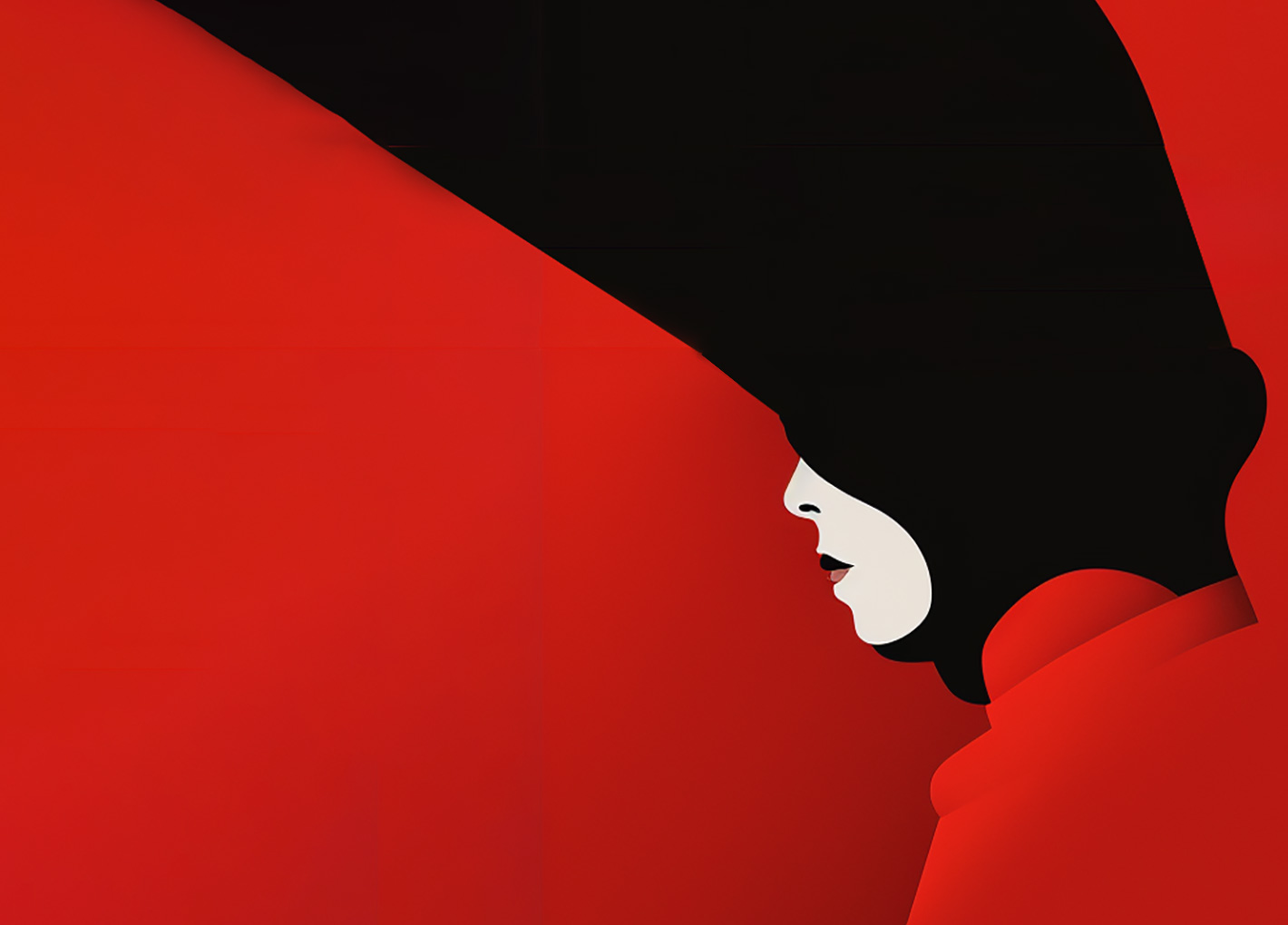 Book cover with a red and black Art Deco styled illustration of a woman's portrait for the novel Dark Locks by Niklas Three